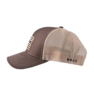 AR Flag Patch Trucker Hat - Brown w/Tan Mesh